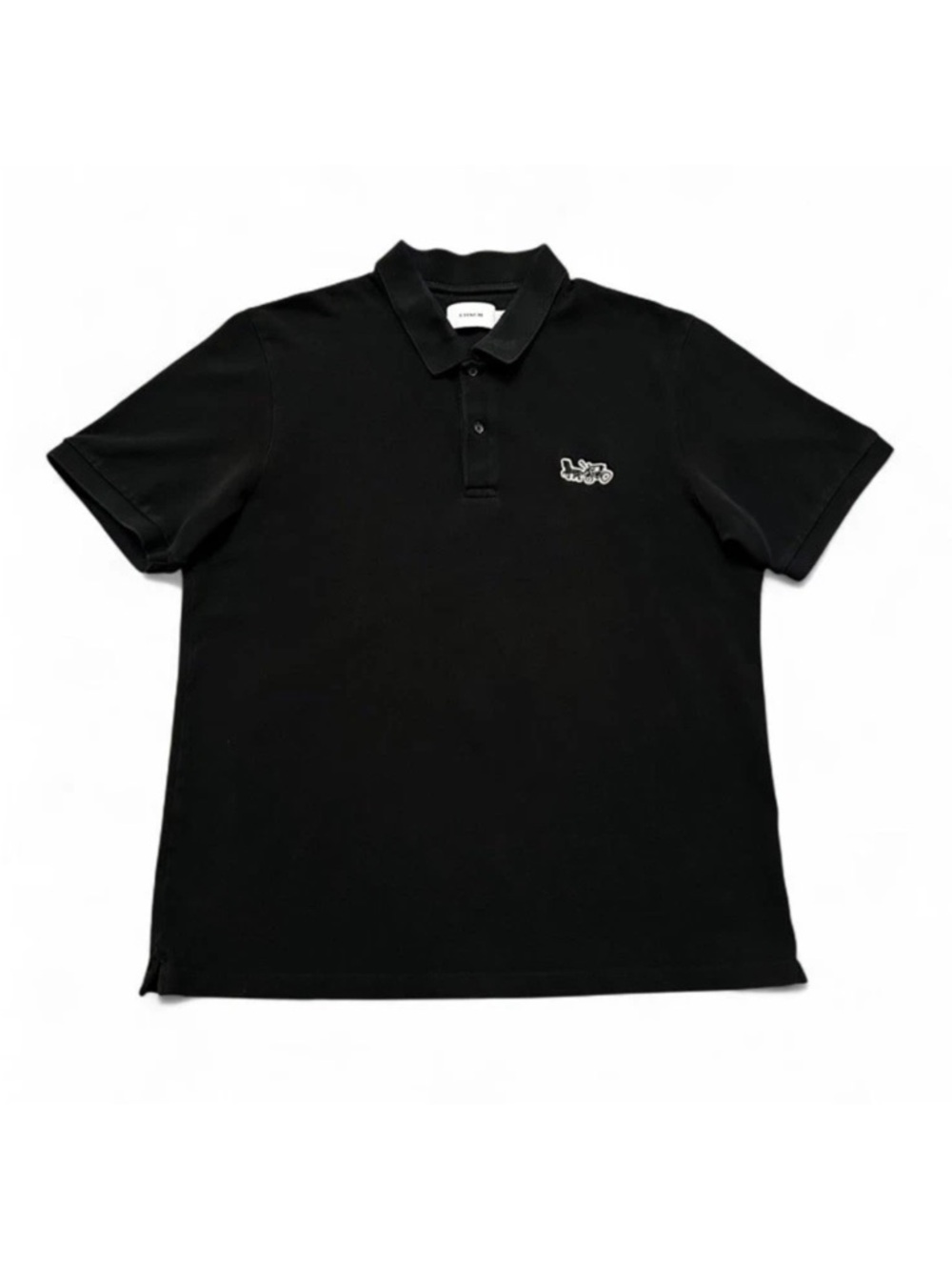 COACH Horse Carriage Polo Shirt Black XL Organic Cotton Quiet Luxury Designer